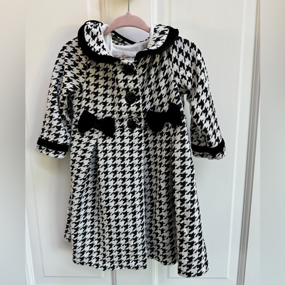 NWOT Rare Editions 2T Girls White & Black Houndstooth Formal Button Down Jacket